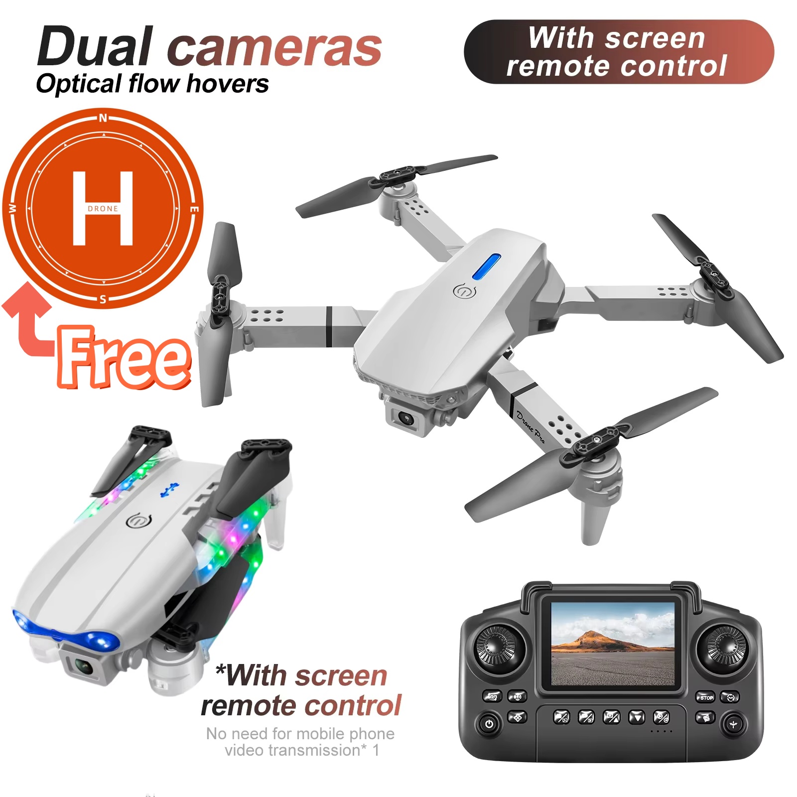 Drone Rc E99 K3 - Белый серый мини-дрон E88 E99 с